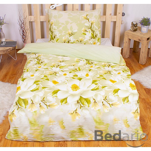 Bavlněné povlečení BÍLÁ MAGNOLIE 220x200+2x70x90