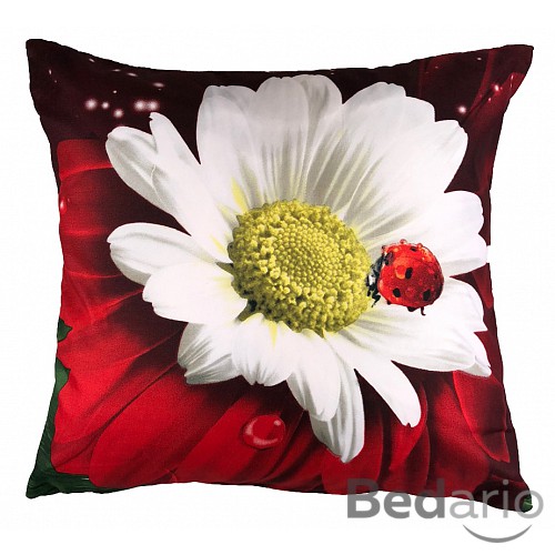 3D povlak 45x45 - Kopretina s beruškou