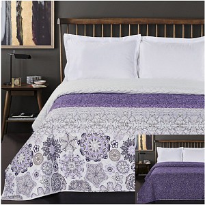 Prošívaný dekorační přehoz 240x260 Alhambra purpurovo-fialová