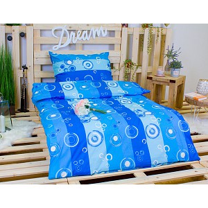 Krepové povlečení DELUXE - Modré bubliny