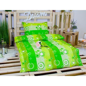 Krepové povlečení DELUXE 140x200+70x90 Zelené bubliny