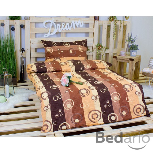 Krepové povlečení DELUXE - Hnědé bubliny