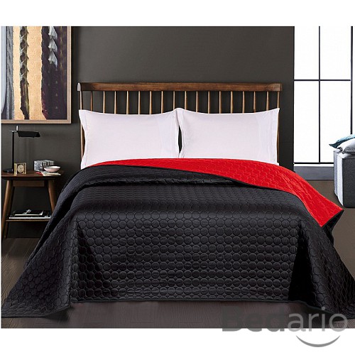 Prošívaný dekorační přehoz 240x260 Salice černo-červená