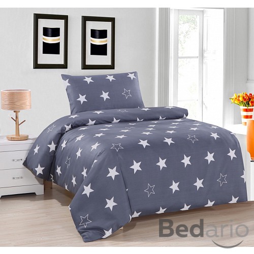 Hebké povlečení 140x200+70x90 Grey stars