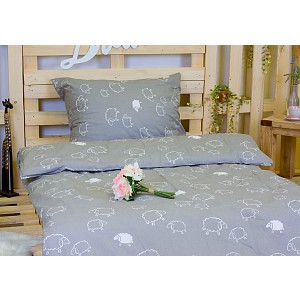 Bavlněné povlečení Ovečka šedá 140x200+70x90