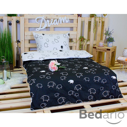 Bavlněné povlečení Ovečka černobílá 220x200+2x70x90
