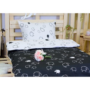 Bavlněné povlečení Ovečka černobílá 220x200+2x70x90