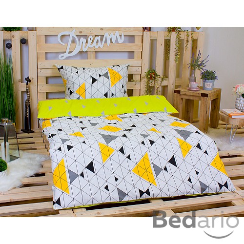 Povlečení mocca satén DUCATO 140x200+70x90 GEOMETRIC