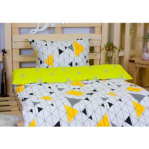 Povlečení mocca satén DUCATO 140x200+70x90 GEOMETRIC