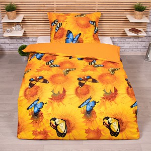 3D povlečení 140x200+70x90 Slunečnice s motýly