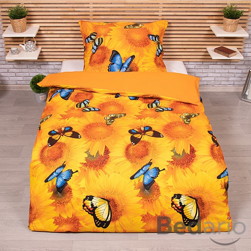 3D povlečení 140x200+70x90 Slunečnice s motýly