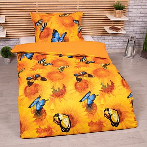 3D povlečení 140x200+70x90 Slunečnice s motýly
