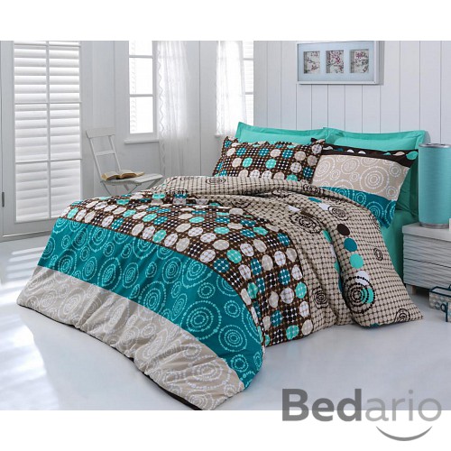 Francouzské prodloužené bavlněné povlečení DELUX CIRCLES 240x220+2x70x90