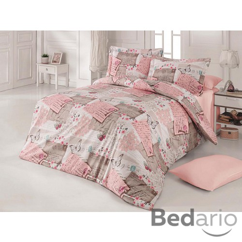 Prodloužené bavlněné povlečení DELUX LOVE LETTER 140x220+70x90