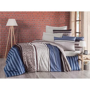 Francouzské bavlněné povlečení DELUX STRIPES MODRÉ 220x200+2x70x90