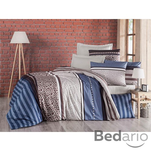 Francouzské bavlněné povlečení DELUX STRIPES MODRÉ 220x200+2x70x90