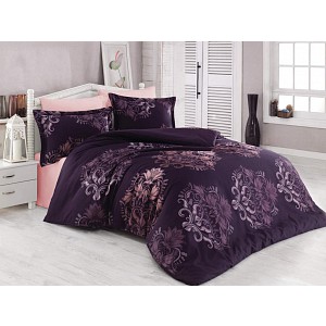 Saténové francouzské povlečení LUXURY COLLECTION 200x200+2x70x90 Harmony hnědé