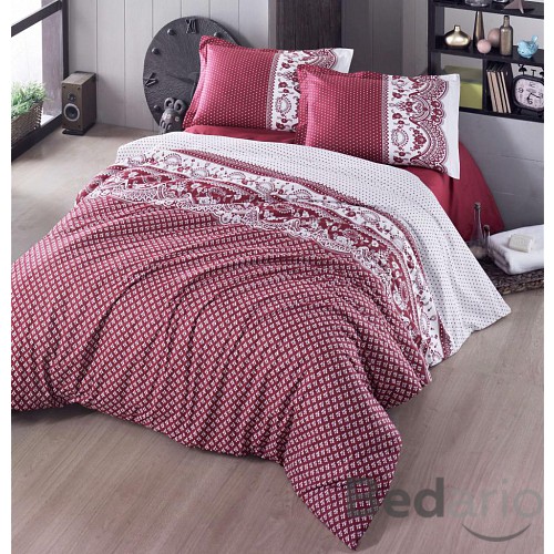 Bavlněné povlečení 140x200+70x90 CANZONE červené