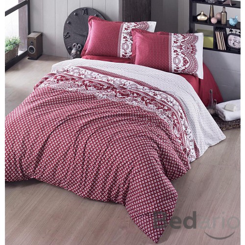 Prodloužené bavlněné povlečení CANZONE červené 140x220+70x90