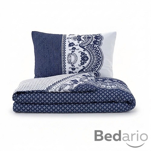 Francouzské bavlněné povlečení CANZONE modré 220x200+2x70x90