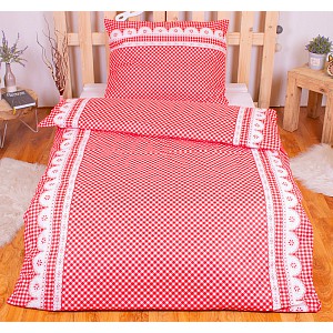 Bavlněné povlečení babiččino údolí červené 140x220+70x90
