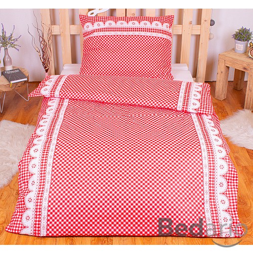 Bavlněné povlečení babiččino údolí červené 140x220+70x90