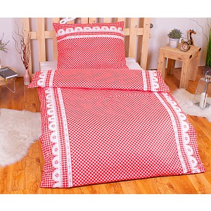 Bavlněné povlečení babiččino údolí červené 140x220+70x90