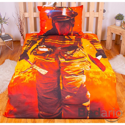 3D povlečení bavlna 140x200+70x90 Hasič