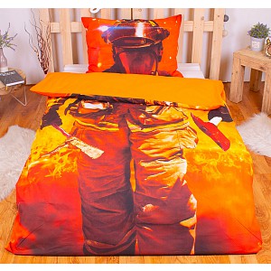 3D povlečení bavlna 140x200+70x90 Hasič