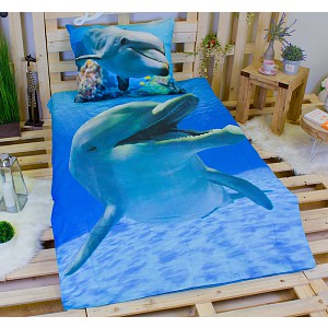3D povlečení bavlna 140x200+70x90 Delfín