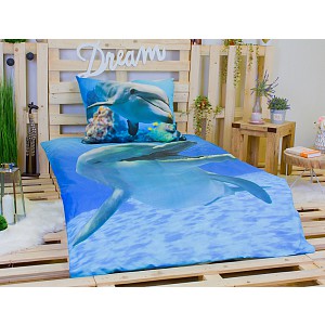 3D povlečení bavlna 140x200+70x90 Delfín