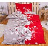 Krepové povlečení Květy červené 140x200+70x90