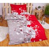 Krepové povlečení Květy červené 140x200+70x90