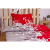 Krepové povlečení Květy červené 140x200+70x90