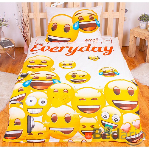 Bavlněné povlečení 140x200+70x90 Emoji Smile Everyday