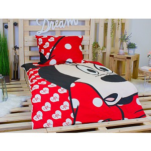Bavlněné povlečení 140x200+70x90 Minnie Hearts RED