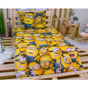 Bavlněné povlečení 140x200+70x90 Mimoni v davu