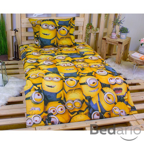 Bavlněné povlečení 140x200+70x90 Mimoni v davu