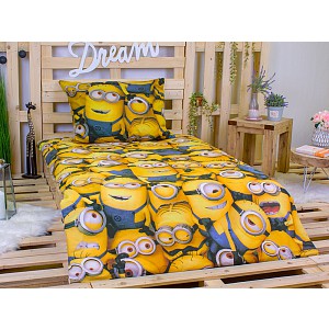 Bavlněné povlečení 140x200+70x90 Mimoni v davu