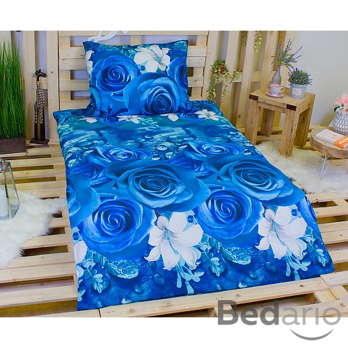 3D povlečení na dvě lůžka 140x200+70x90 Modré růže