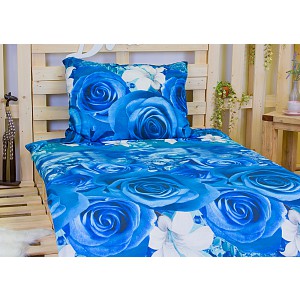 3D povlečení na dvě lůžka 140x200+70x90 Modré růže
