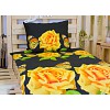 3D povlečení na dvě lůžka 140x200+70x90 Žluté růže s motýlkem