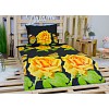 3D povlečení na dvě lůžka 140x200+70x90 Žluté růže s motýlkem
