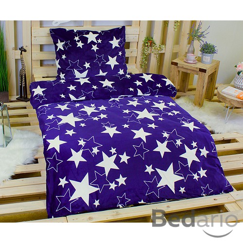 Mikroplyšové povlečení Premium 140x200+70x90 Blue star