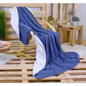 Deka beránek Babiččino štrikování 150x200 - Modrá