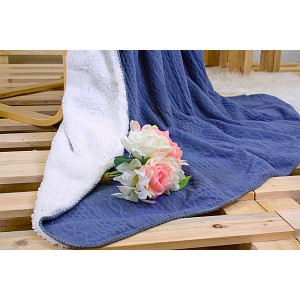 Deka beránek Babiččino štrikování 150x200 - Modrá