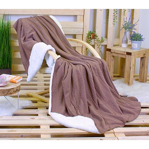 Deka beránek Babiččino štrikování 150x200 - Hnědá