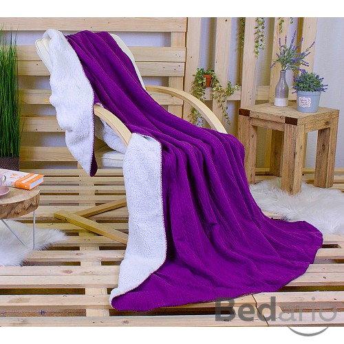 Deka beránek Babiččino štrikování 150x200 - Fialová