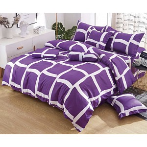 Osmidílná sada povlečení na 2 lůžka 140x200+70x90 Purple squares