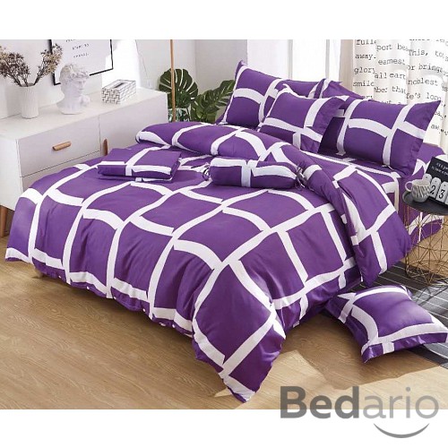 Osmidílná sada povlečení na 2 lůžka 140x200+70x90 Purple squares